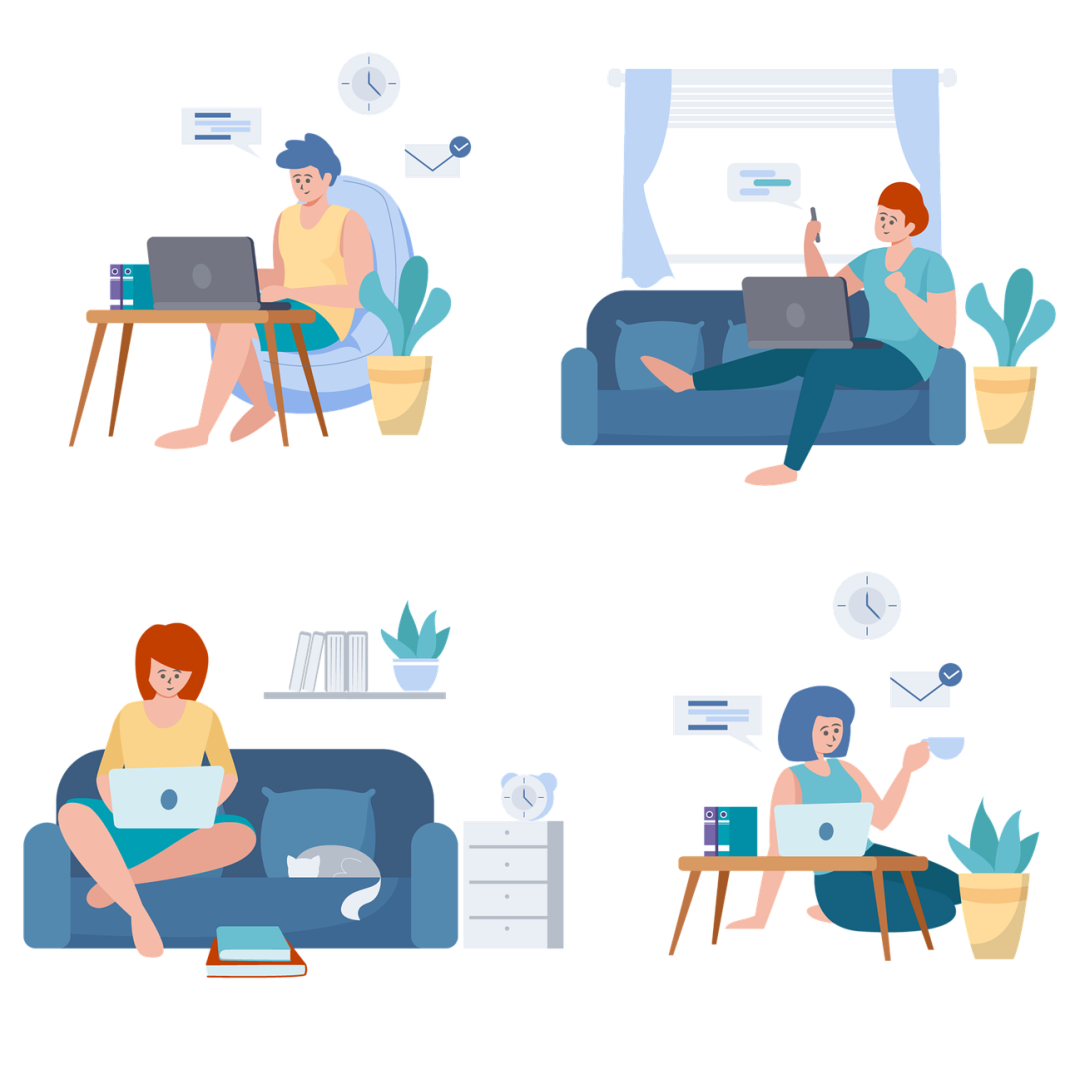 Illustration of remote work environment/