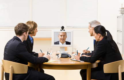 Business people in front of a video conference