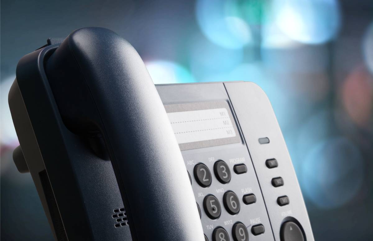 Zoomed in Black VoIP Phone