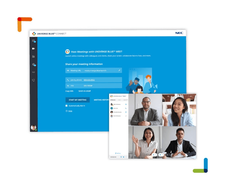 Screenshot of Univerge Blue Meet interface